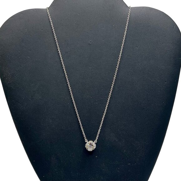 Kate Spade New York Silver-Tone Crystal Pendant Necklace With Chain & Pouch - Picture 3 of 9